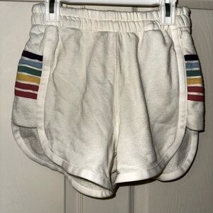 MOTHER Women's cream Shorts with Rainbow Stripes XS loungewear casual